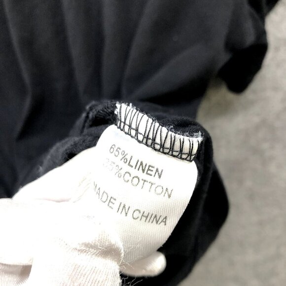 Hello Molly Linen Blend T Shirt Womens Small S Black Short Sleeve Tie Front Crop - Picture 8 of 8